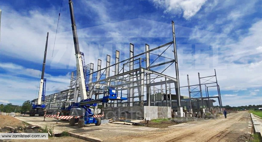 steel structures rice mill project by Zamil Vietnam