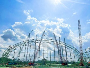 Coal Shed Project in Indonesia supplied by Zamil Steel with 130m clear span